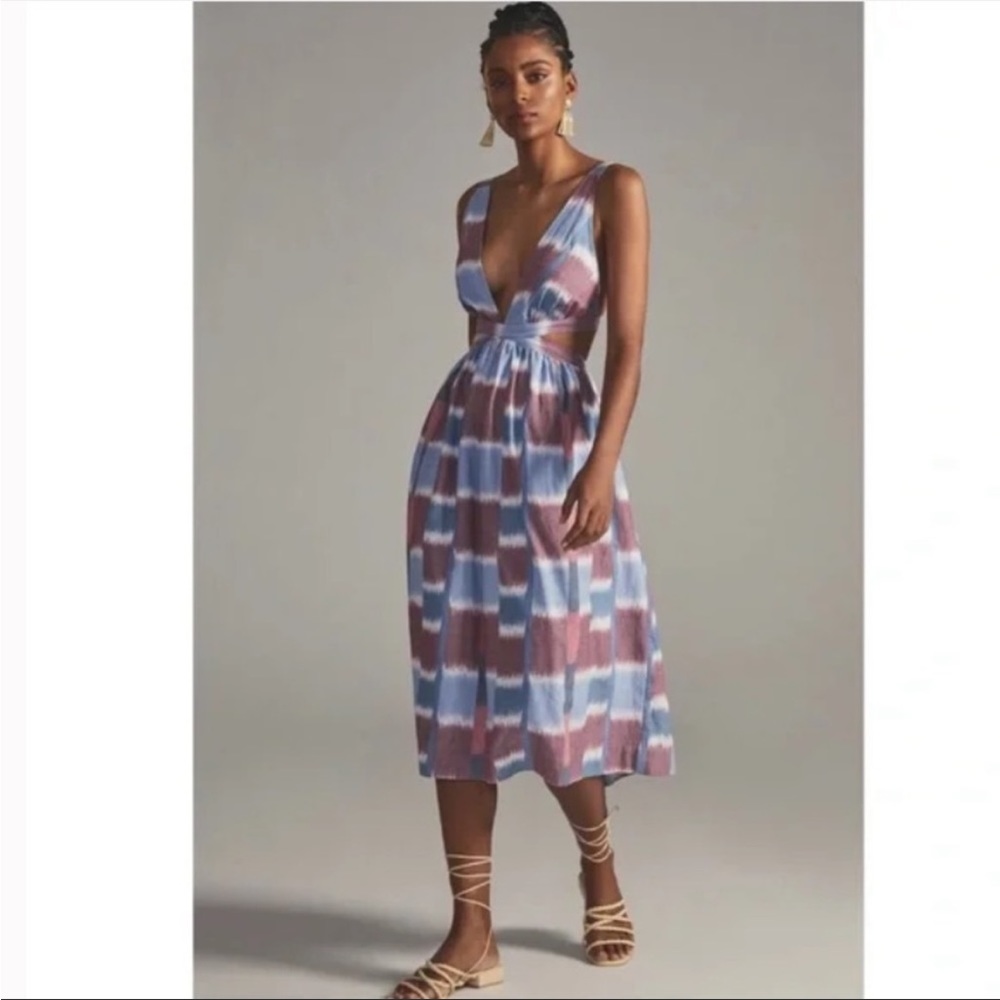 Anthropologie NWT Deep-V MIDI Dress Size L.